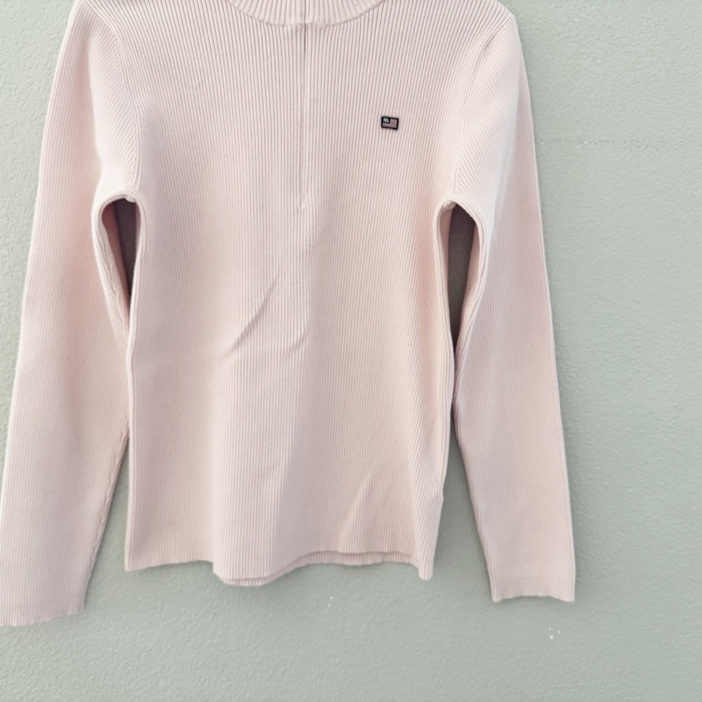 Vintage Ralph Lauren Polo Jeans Ribbed Mock Zip Sweater RL USA Flag Patch Y2K 90 - Picture 9 of 12